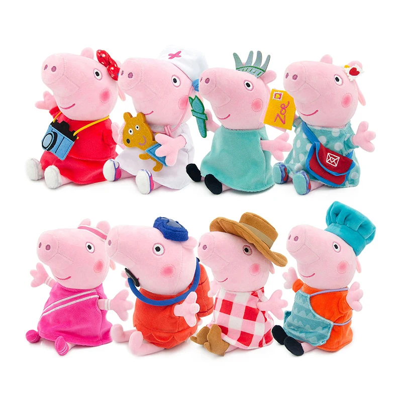 19 CM Peppa Plush Toys Career Series Cartoon Animal Doll Chef Diver Doctor Star Role Play Soft Stuffed Dolls Child Birthday Gift