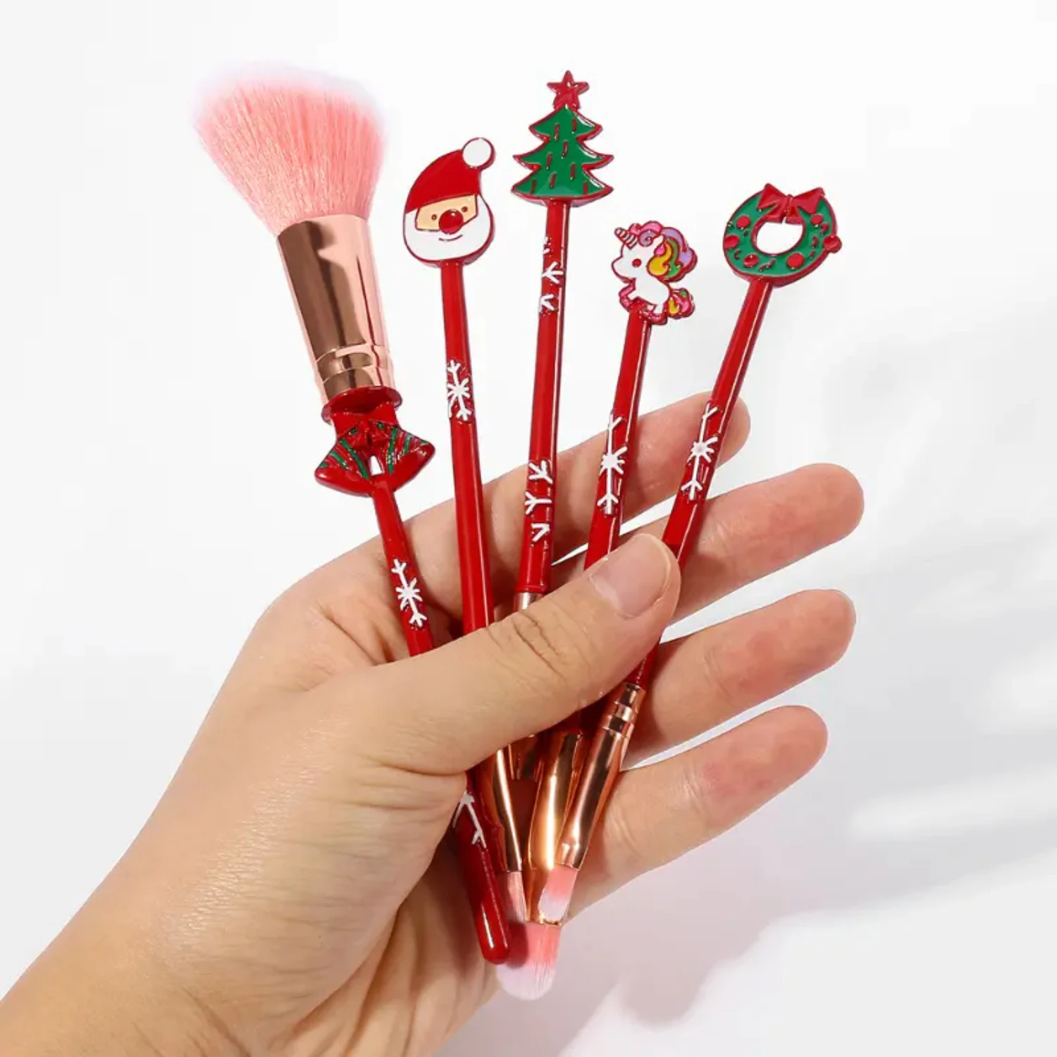 Makeup Brush Christmas Makeup Brushes Set Metal Handle Eyeshadow Eyebrow Powder Cosmetic Tools Lash supplies Travel brush Blush