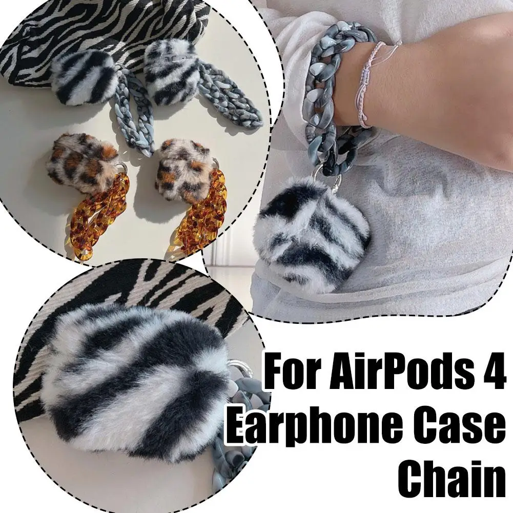 Furry Case for AirPods 4 Case Cover Plush Case for AirPods 4 Fluffy Soft Warm Case Cover with Lanyard Keychains For Women M F9I7