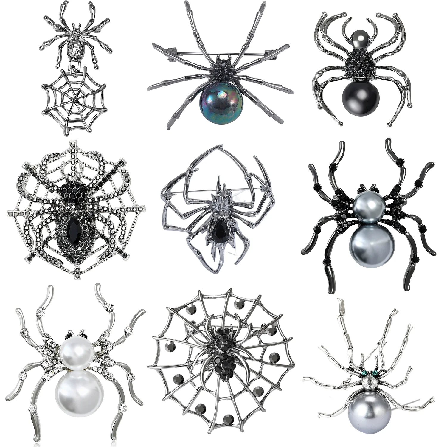 Fashion trend alloy spider web brooch, Halloween atmosphere men's and women's clothing chest flower jewelry brooch