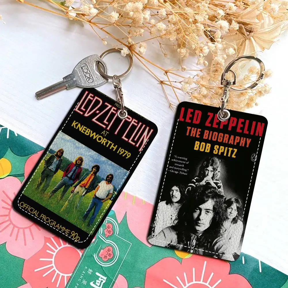 Band L-Led Z-Zeppelin Keychain With Access Card Holder, Bus Pass & Meal Card ID Bank Card Protective Case For Security