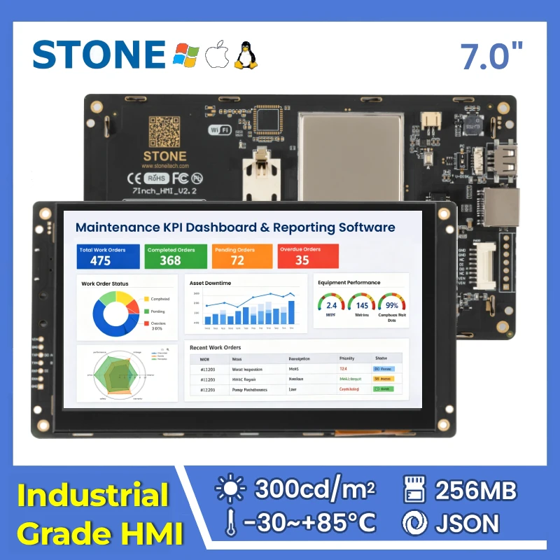 STONE I 7.0 Inch Industrial TFT LCD HMI Display Panel for Capacitive Touch Screen Cortex A8 1GHz CPU 256MB 800*480 for Arduino