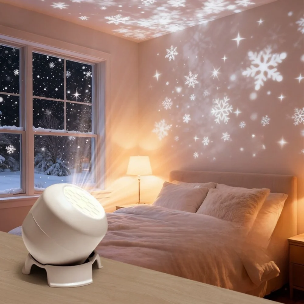 

USB Powered Christmas Projector Snowflake Clear Patterns Christmas LED Night Light Adjustable High Brightness Atmosphere Lamp