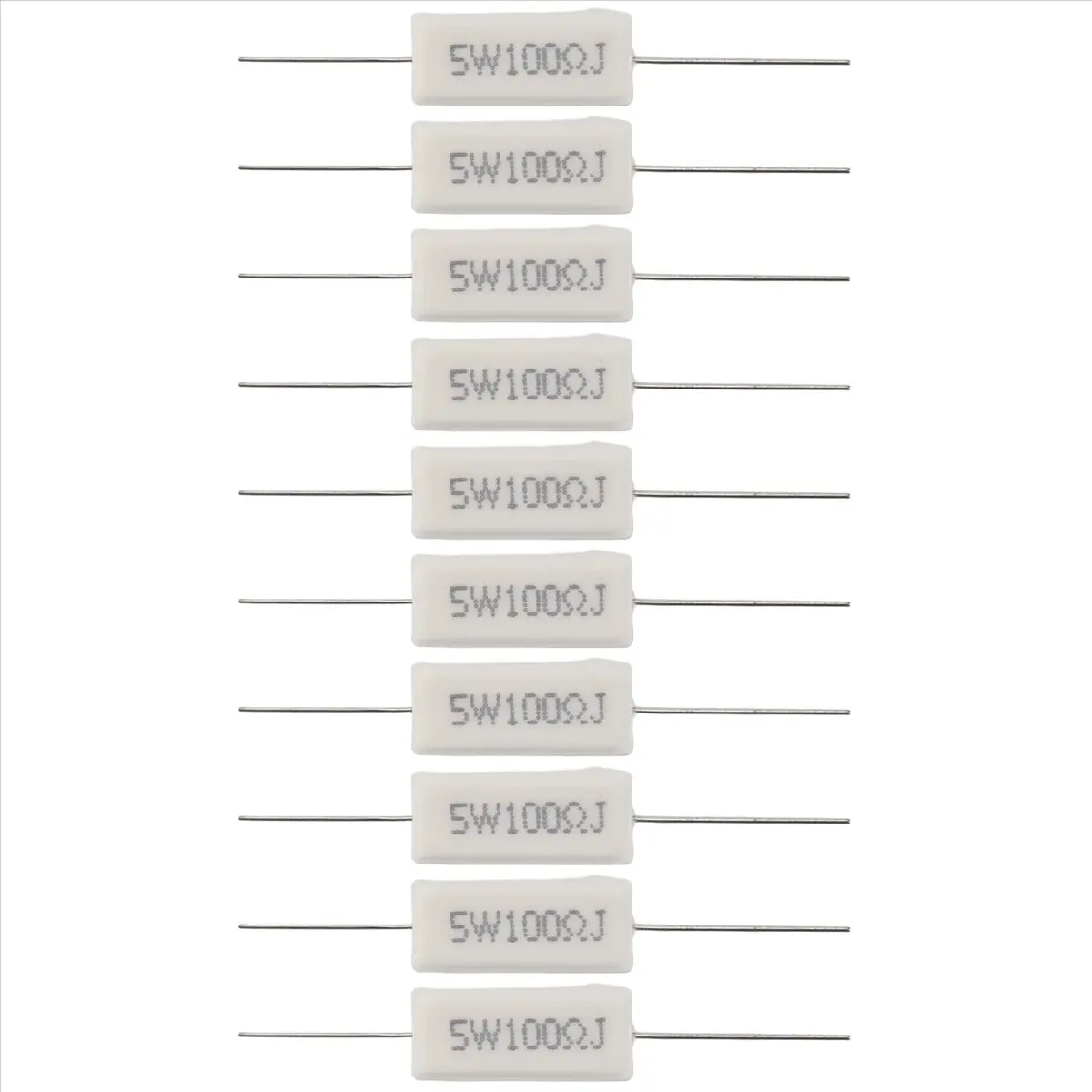 ABAN 10x Wirewound Ceramic Cement Resistors 100 Ohm 5W Watt 5%