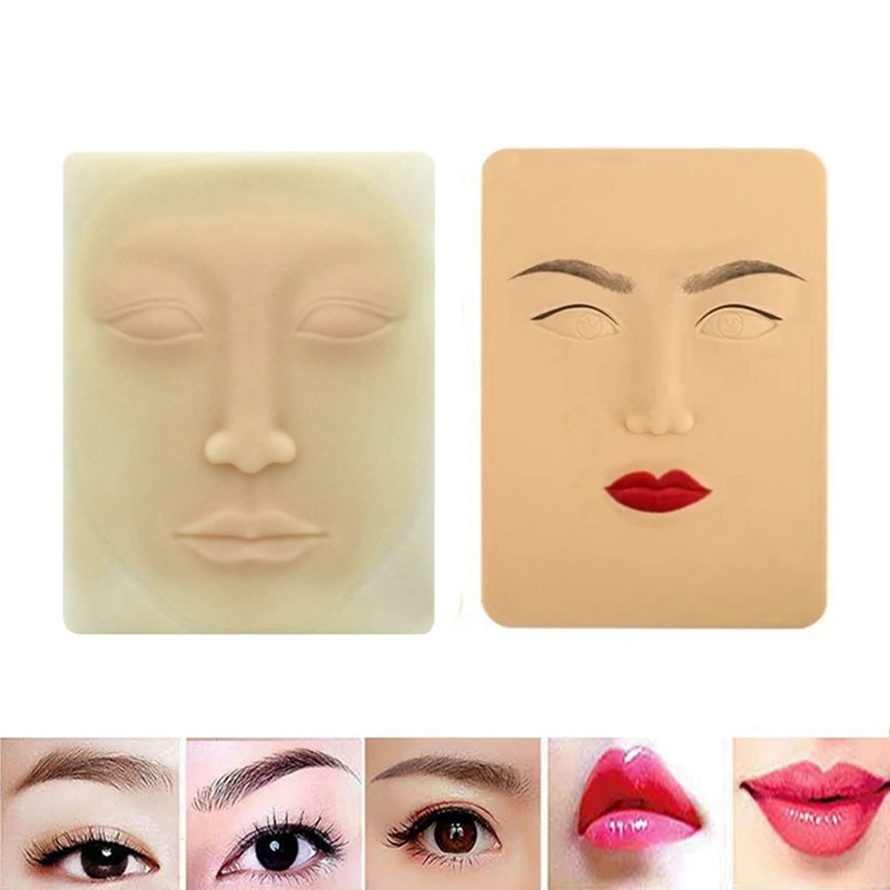 2X Beginner 3D Silicone Permanent Makeup Tattoo Training Practice Fake Skin Blank For Microblading Face