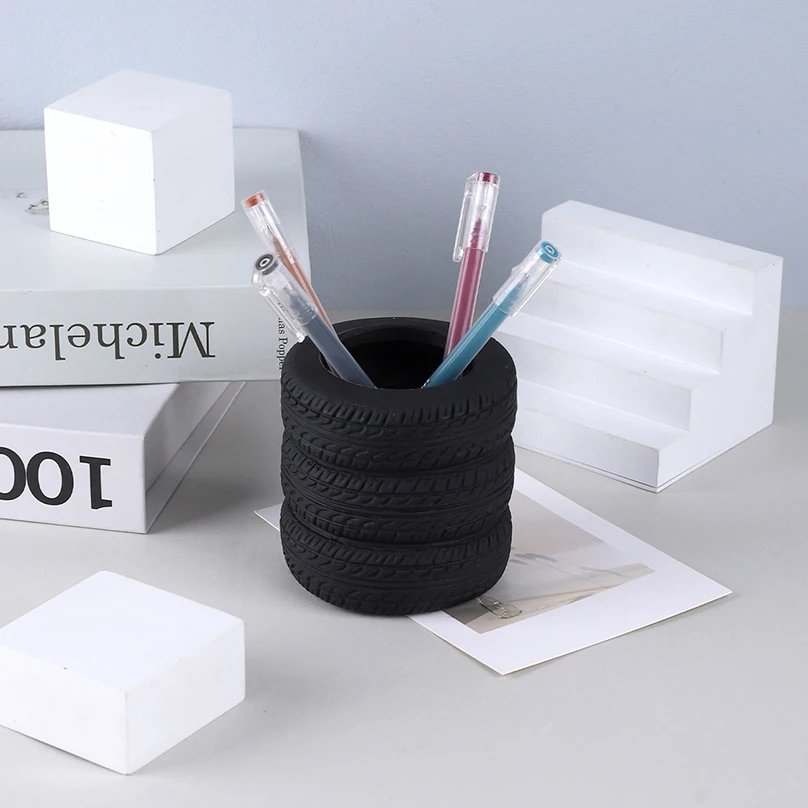 

1Pcs Tyre Pen Holder Stationery Desk Organizer Pencil Case Porta Lapices School Supplies Desk Accessories Box Pencil Holder