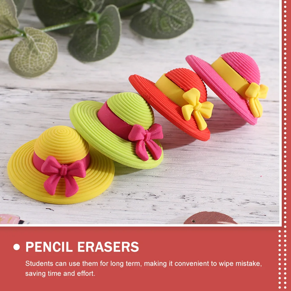 16 قطعة ممحاة قبعة كرتونية للأطفال أدوات مكتبية لطيفة قبعات صغيرة مطاطية مستلزمات مدرسية هدية للطلاب تصحيح خطأ قلم رصاص