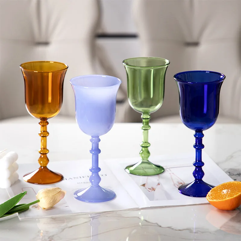 

Vintage party wine glass goblets High borosilicate crystal colored hotel and wedding glasses