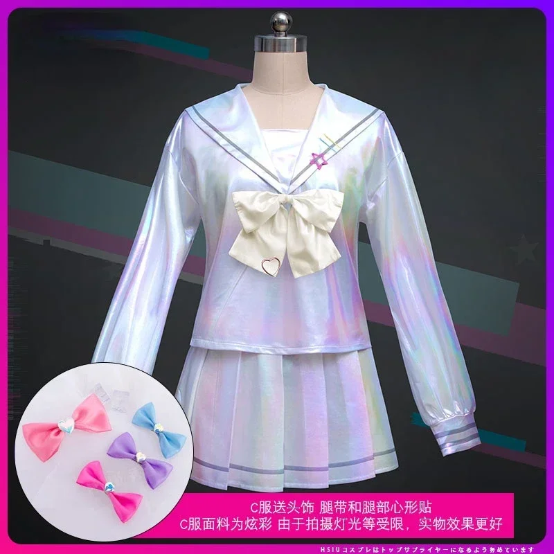 

NEEDY OVERDOSE Косплей Костюм Игра NEEDY GIRL Overdose Косплей Черная Юбка Из Искусственной Кожи Белая Яркая Юбка Парик