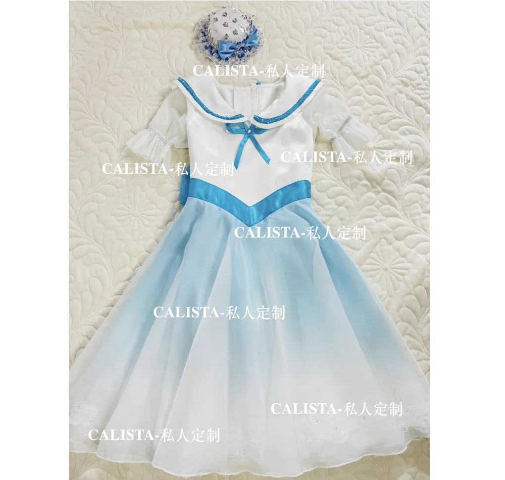 2024 PROM Variations Tutu Private custom white blue navy collar diamond set long gauze dress