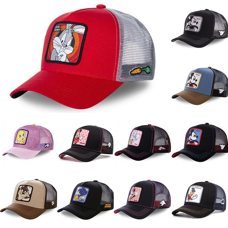 Gorra de béisbol de algodón con Cierre trasero de dibujos animados de Anime de marca de alta calidad para hombres y mujeres, gorro de malla de Hip Hop para papá, gorra de camionero, triangulación de envíos