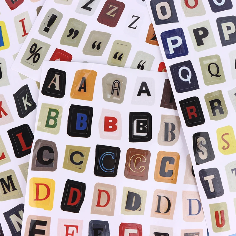 

4Sheets Alphabet, Number & Symbol Label Stickers DIY Scrapbooking Journal Supplies for Students (Decorative Collage Base)