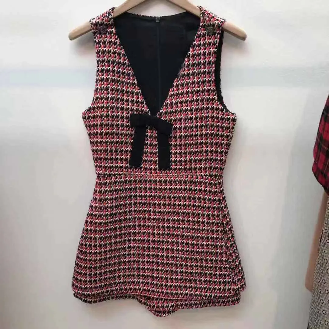 

Ele Lady V-ne Red Plaid Onesie ort Pants M Home Осень Зима Новый Sle Commute Sle Пятиминутные брюки Хлопковый материал