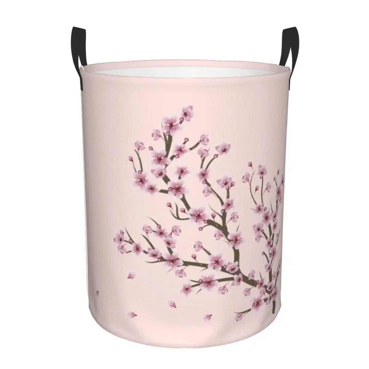 Blooming Sakura Branch Laundry Baskets Foldable Cherry Blossom Japanese Flower Clothes Hamper for Baby Kids Toys Storage Bin