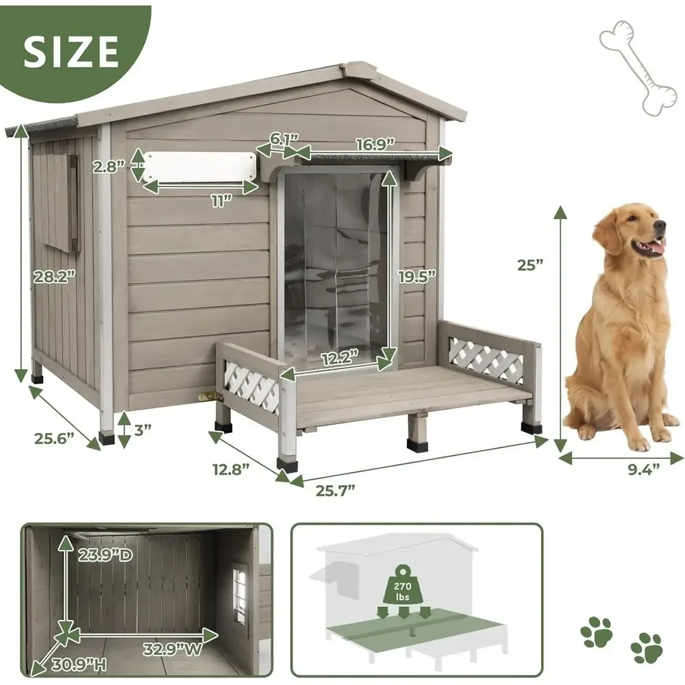 Outdoor wooden dog kennel detail