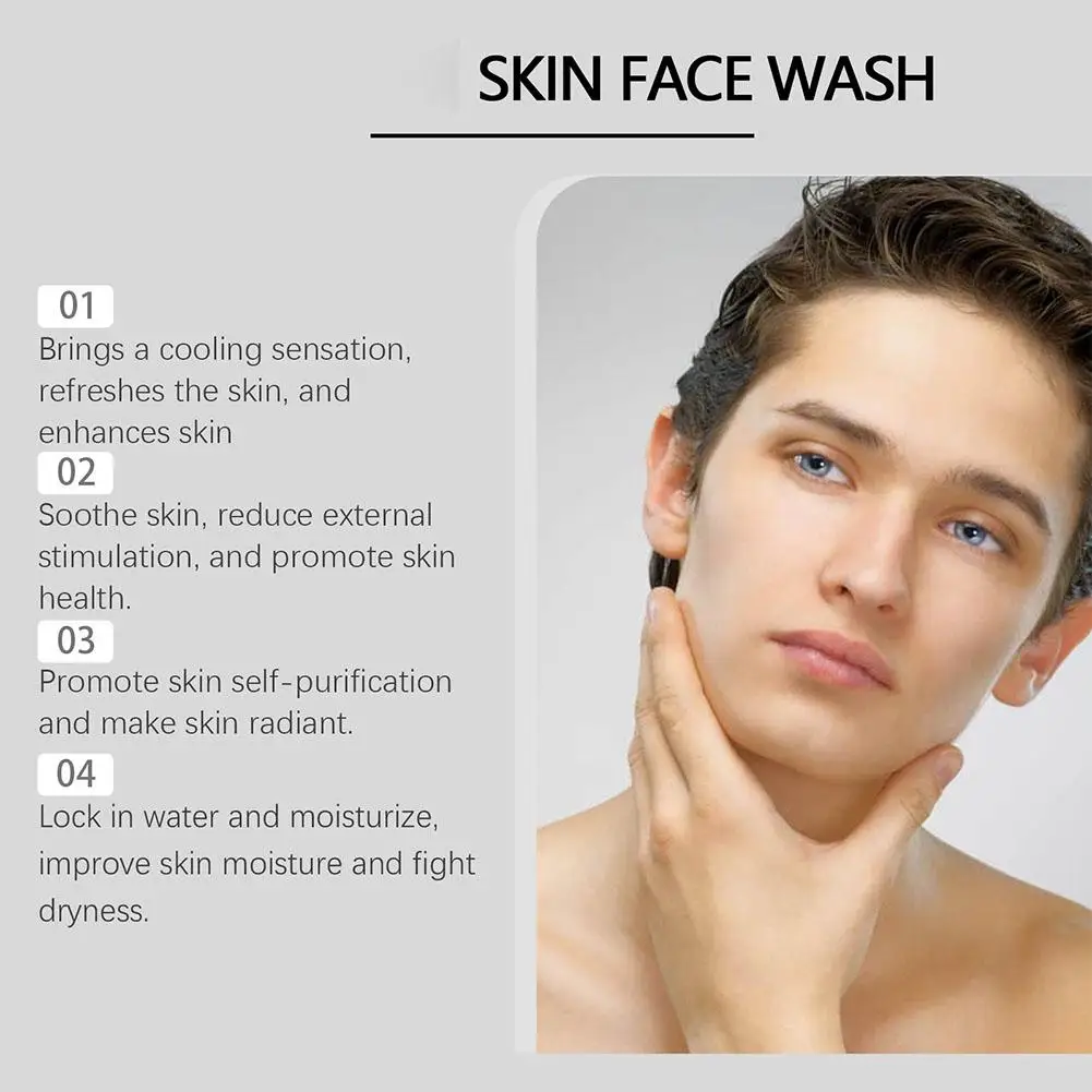 Limpeza Facial Hidratante para Homens Cosméticos de Pele, Cuidados com Cravos, Remova Norishing Profundo, Esfoliante Controle de Óleo, Lavagem Facial, F6P8