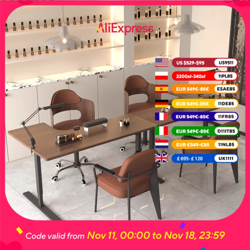 

Oficce Wooden Brown Nail Table Modern No Expensive Luxury Beauty Nail Desk Salon Workstation Mesa Para Manicurista Furniture
