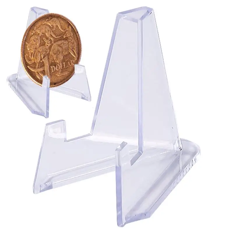 1pc Clear Acrylic Coin Display Stand Holder Small Easel Rack Trading Card Toploaders Holder Support For Idol Card