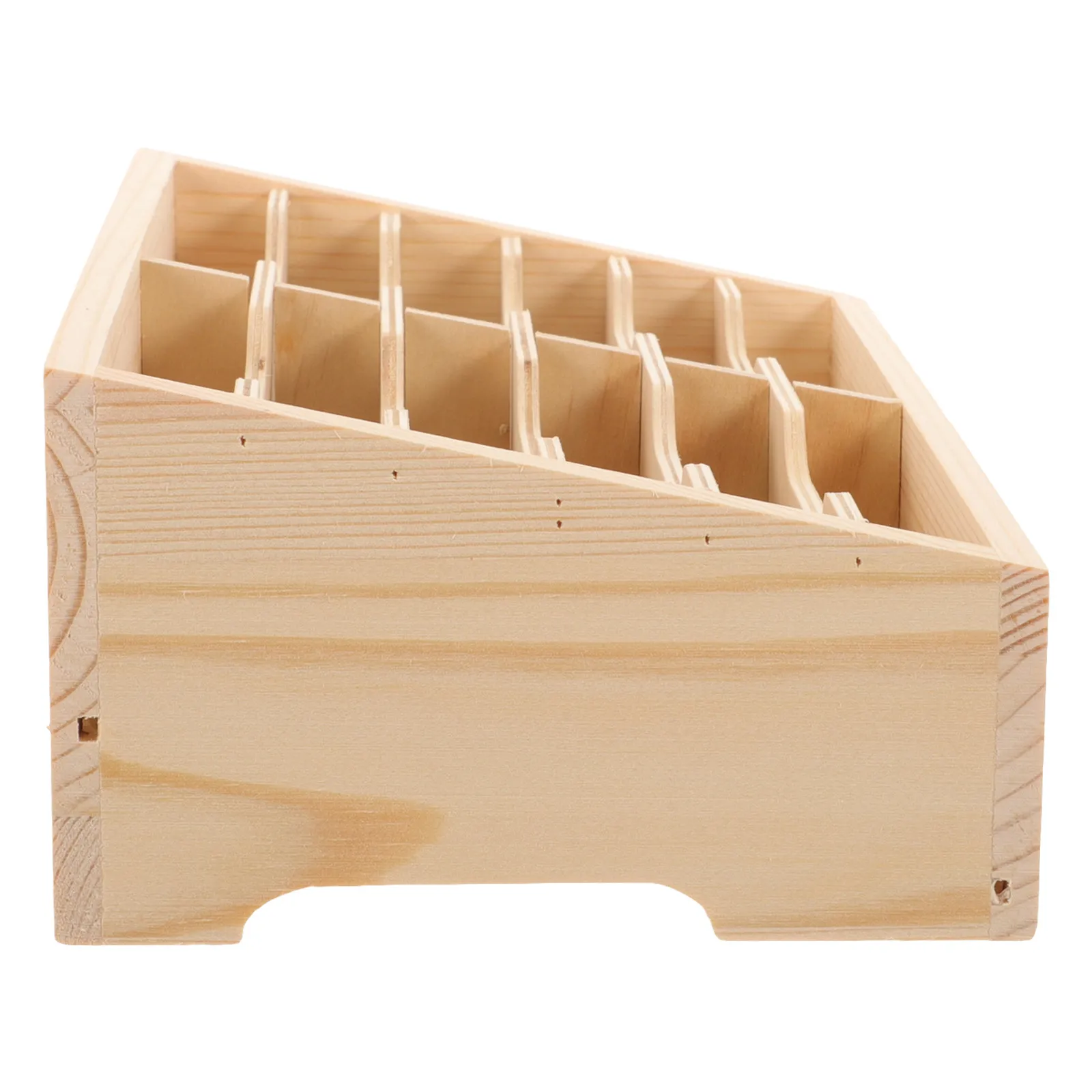 Wooden Desktop Phone Management Storage Box Multi Compartment Organizer for Classroom Laboratory Meeting Room Home Office