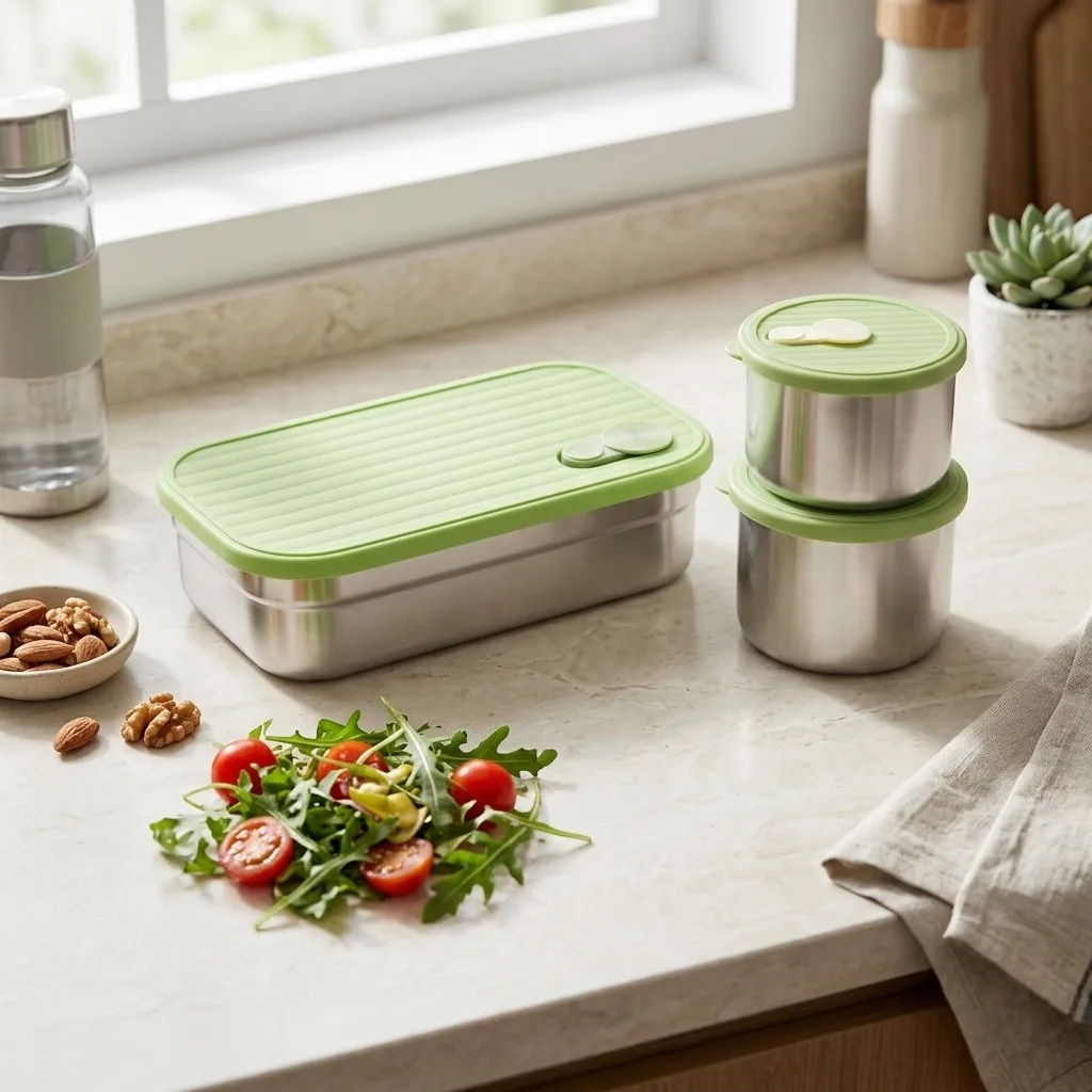 Microwave Safe 304 Stainless Steel Lunch Box Set Meal Prep Food Storage Containers Bento Box for Adults Kids Kitchen Accessories