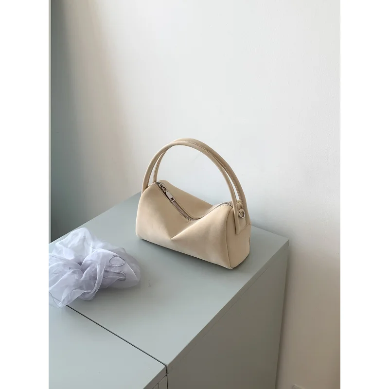 Exquisite Live Kleine Kissen Tasche Matte Wildleder Leder Frauen Umhängetasche Runde Form Chamois Weibliche Schulter Tasche