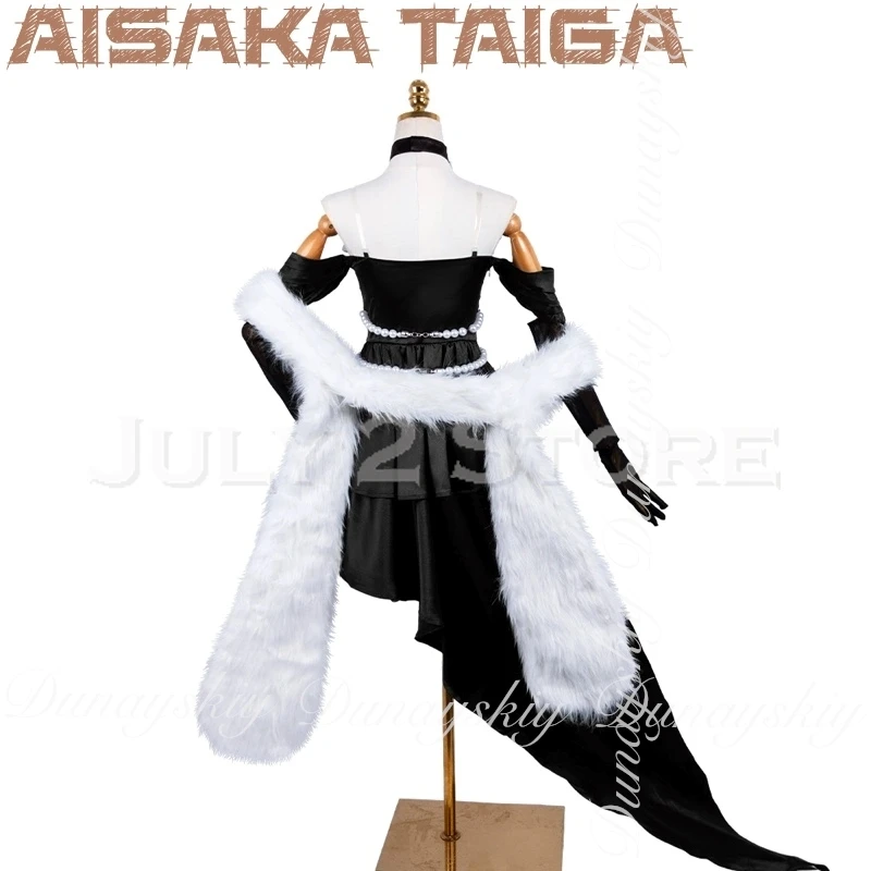 النمر × التنين! أنيمي Aisaka Taiga تأثيري الشكل نفس زي مع فستان أسود نحيف براون طويل مجعد شعر مستعار تأثيري حلي مجموعة كاملة