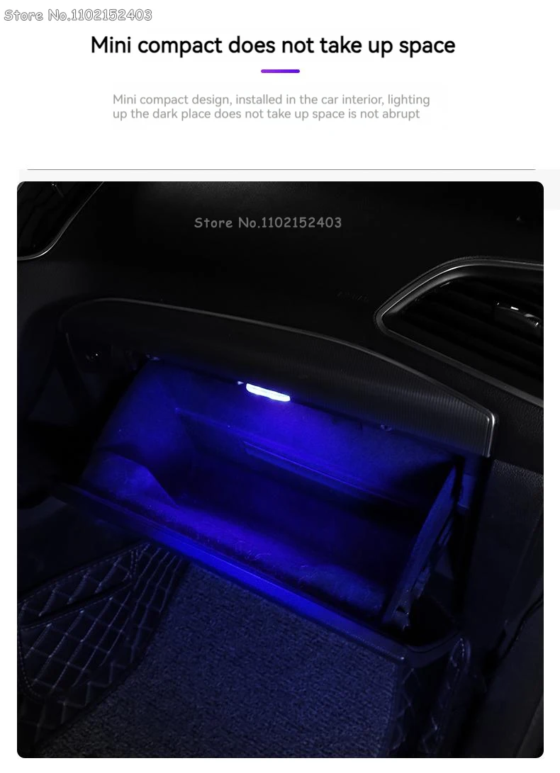 1Pcs Car Interior LED Sensor Light USB Rechargeable Touch Switch Light Auto Wireless Ambient Lamp Night Reading Light Car Light