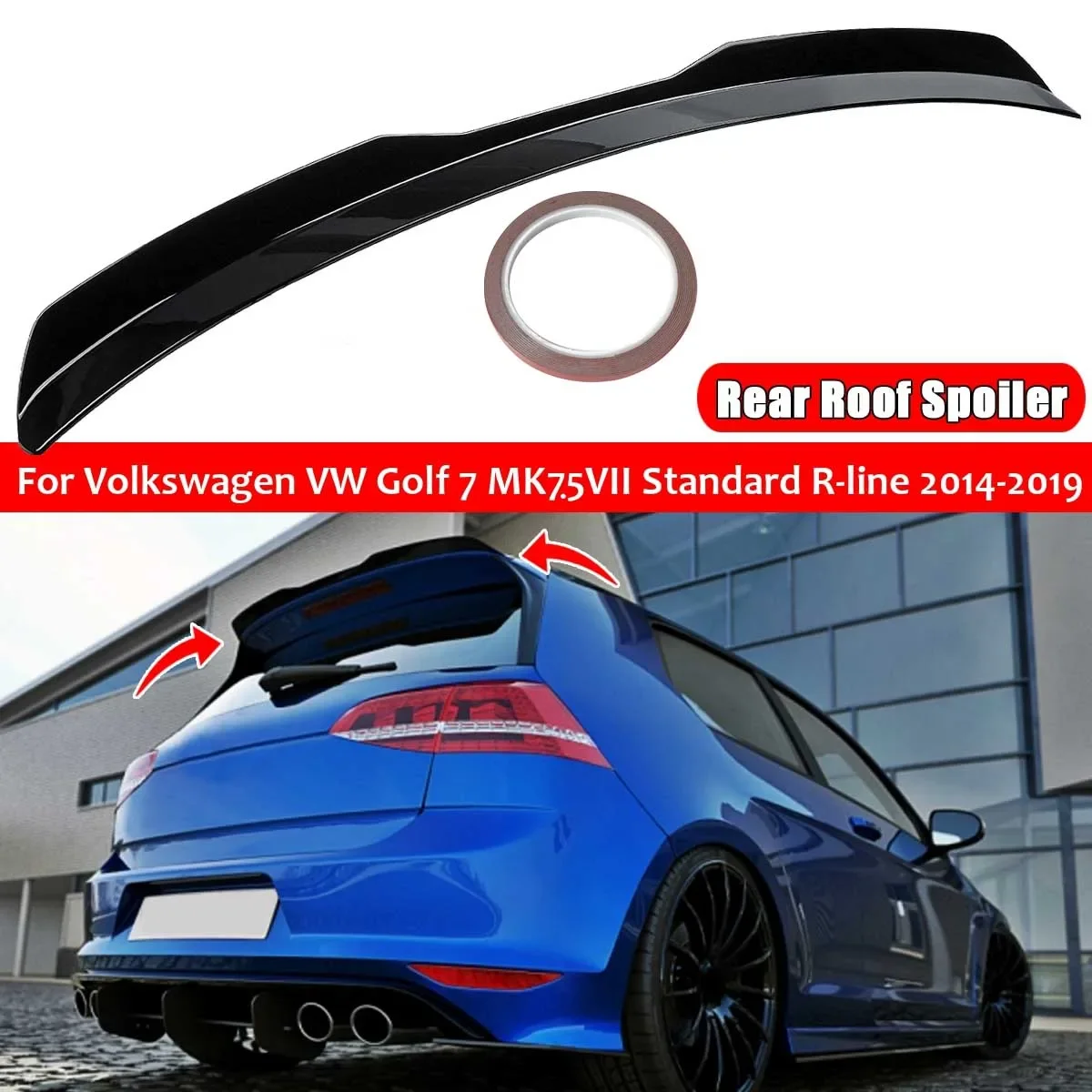 Rear Roof Spoiler Wing For Volkswagen VW Golf 7 MK7.5 VII Standard R-line 2014 2015 2016 2017 2018 2019 ABS Plastic Gloss Black