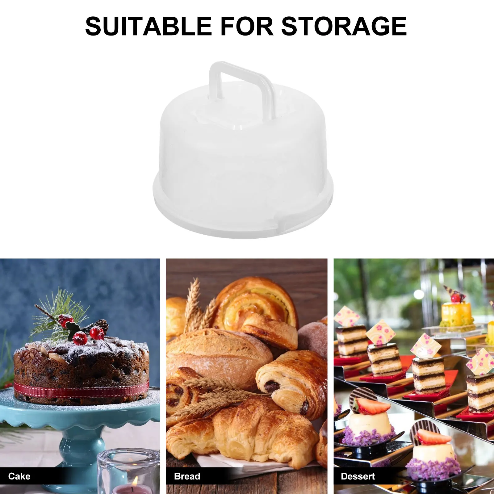 

Round Cake Box Portable Pans Bread Containers Storage Airtight Loaf White Lid Food Grade Reusable Plastic