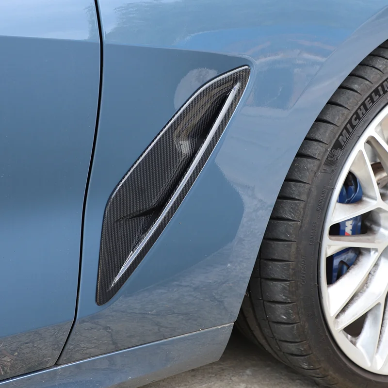 For BMW 8 Series 2019-2023 side leaf board stickers, body leaf board decoration stickers, real carbon fiber 2pcs