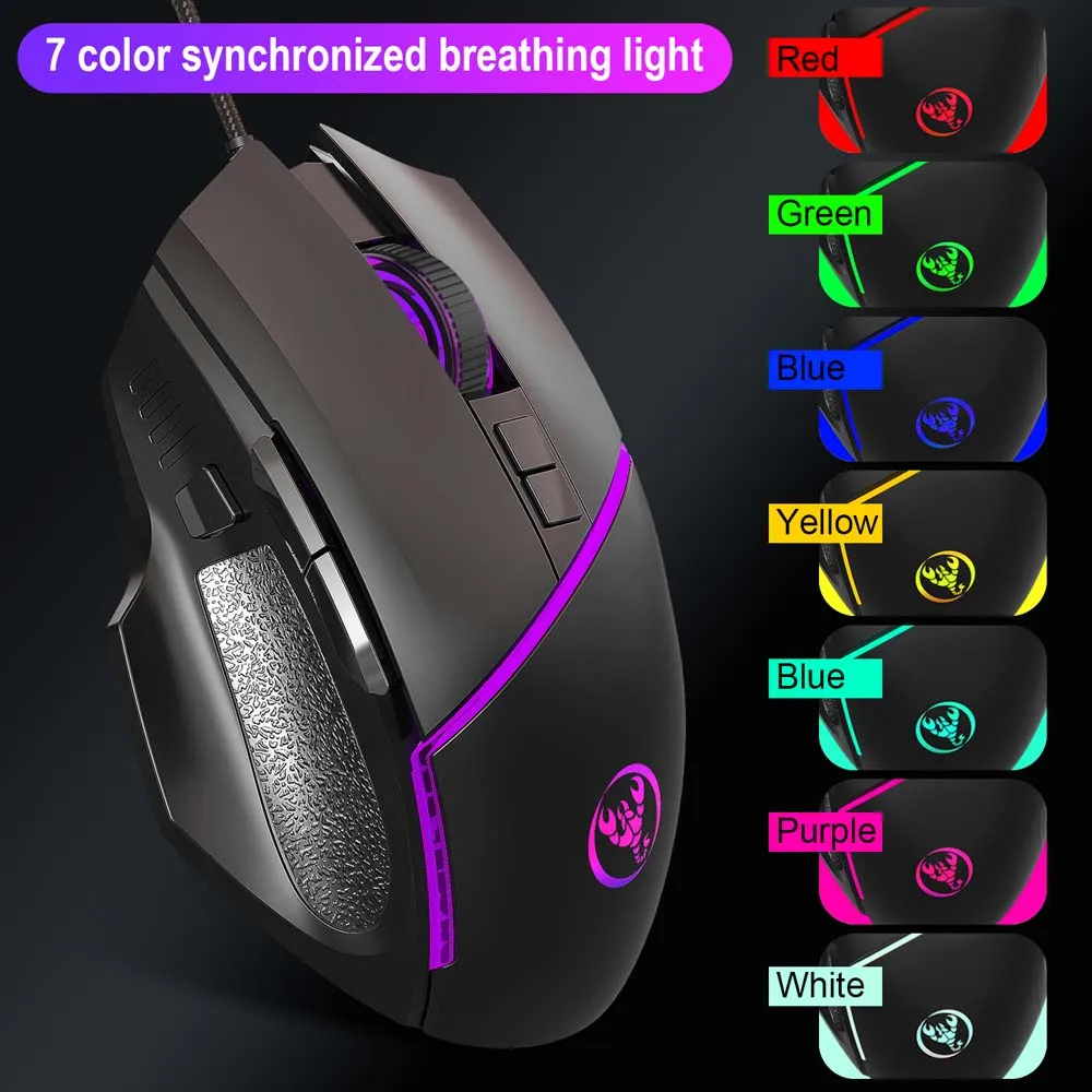 Mouse para jogos com chave de fogo, 12800dpi, ajuste aumentado, mão, 8 botões, programa macro, luz de fundo colorida rgb, micro interruptor mecânico