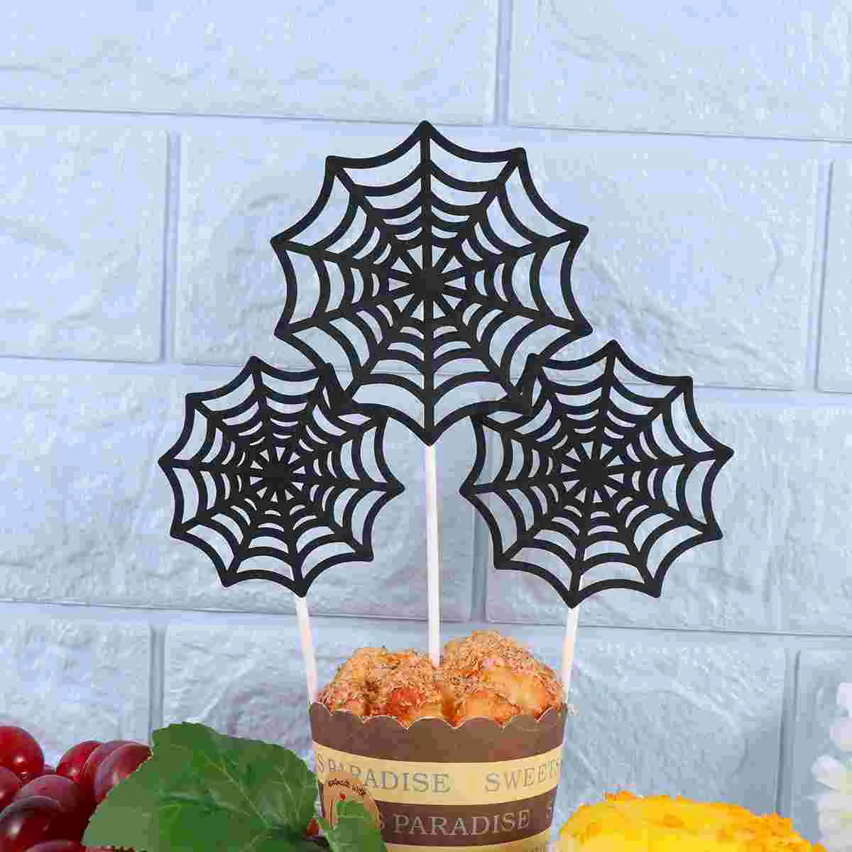 12 Pcs Wedding Decorations Spider Web Cupcake Ornament Picks Crab Topper Ornamentate Toppers Baby