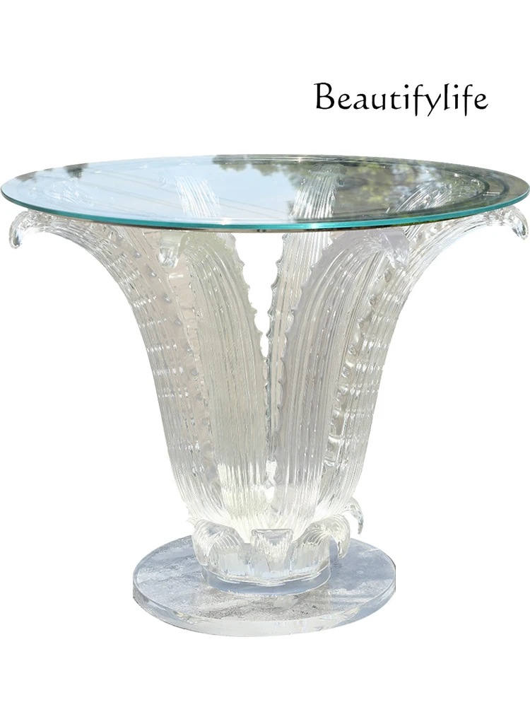 Simple and Light Luxury Transparent Resin Restaurant Home Dining Table Designer Model Crystal round Dining Table