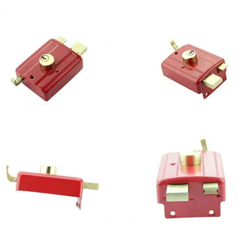 Security Anti-theft Exterior Door Retro Red Locks Multiple Insurance Lock Wooden Door Lock