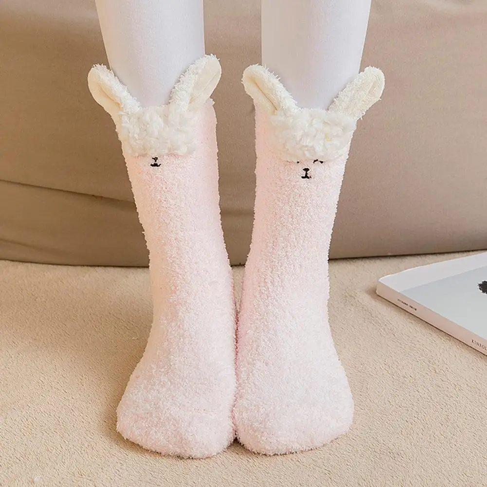 

1 Pair Adults Socks Coral Fleece Autumn Winter Floor Sleeping Socks Cat Rabbit Alpaca Giraffe Chick Fuzzy Fluffy Floor Socks