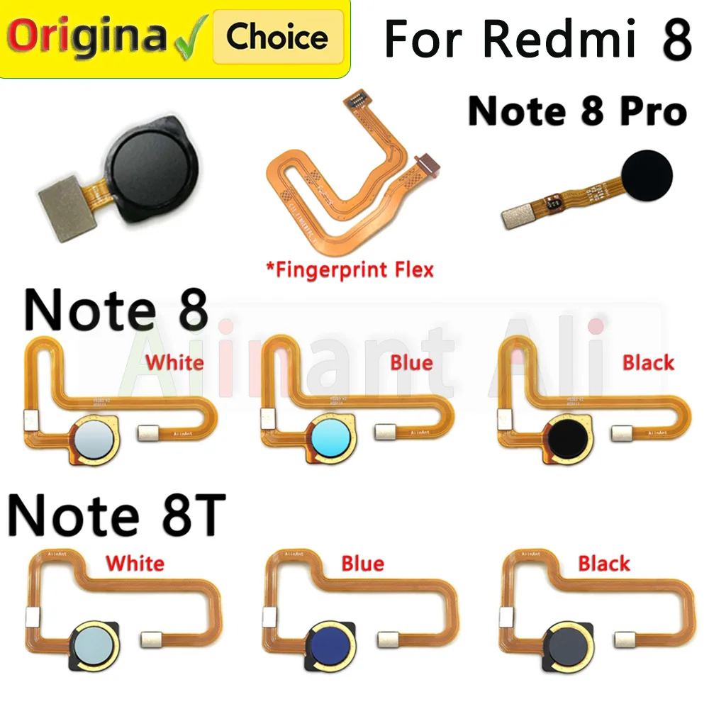 Side / Back Power Button Touch ID Finger Scanner Fingerprint Sensor Flex Cable For Xiaomi Redmi Note 8 8T Pro Plus Prime
