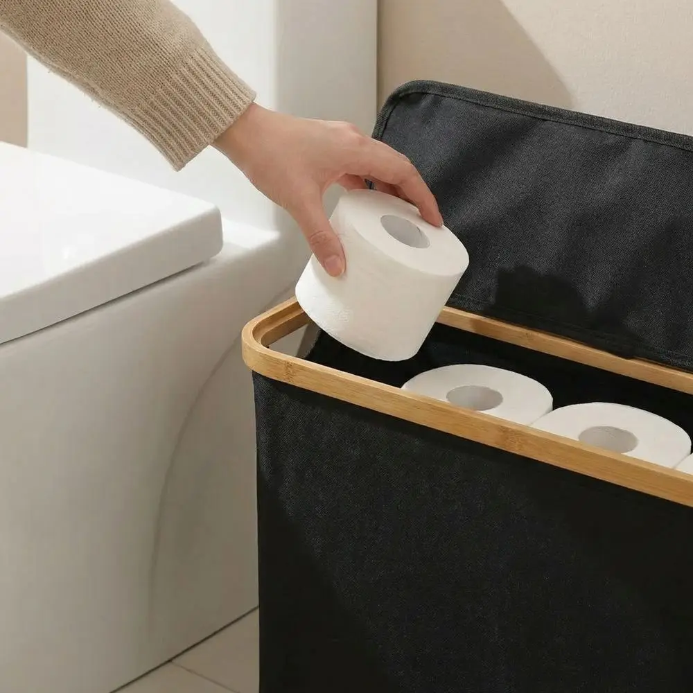 

Large Capacity Toilet Paper Storage Basket Folding Oxford Cloth Toilet Paper Holder Waterproof with Lid Large Paper Holder
