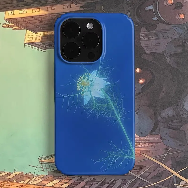 

Blue Little White Flower Art Phone Case for IPHONE 17 Air 16E 15 PROMAX 14 Plus 13 12 MINI 11 PRO 16Plus XR Acrylic Phone Cover