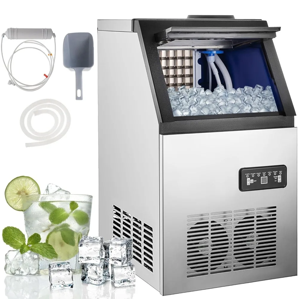 

Commercial Ice Maker Machine 110LBS/24H, 33LBS Bin, Energy-Efficient & Quiet 220W Ice Cube Maker with LCD Panel, Timer