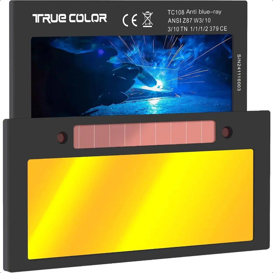 

2x4 1 4 Auto Darkening Welding Lens Shade 10 Gold Solar Energy Welding Lens HD True Color Technology 2x4 Welding Lens Replaceme
