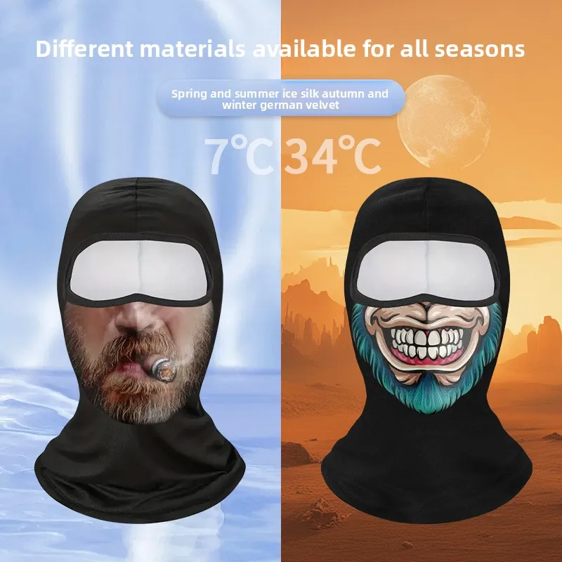 Cycling Mask Full Face Motorcycle Breathable Ice Silk Headgear Digital Printing Outdoor Face Cover Neck Protection