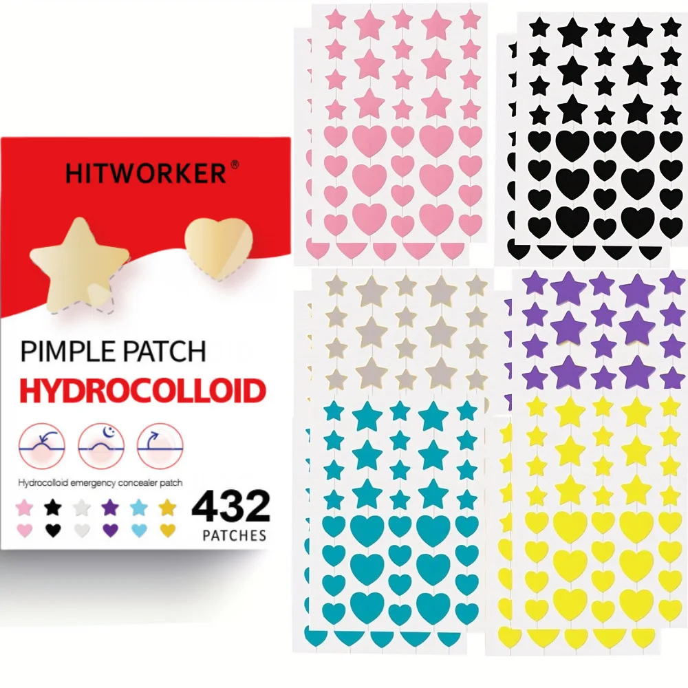 432pcs Fun Colorful Star Acne Patches – Cute Spot Stickers, Invisible Pimple Covers for Clear Skin & Selfie-Ready Look