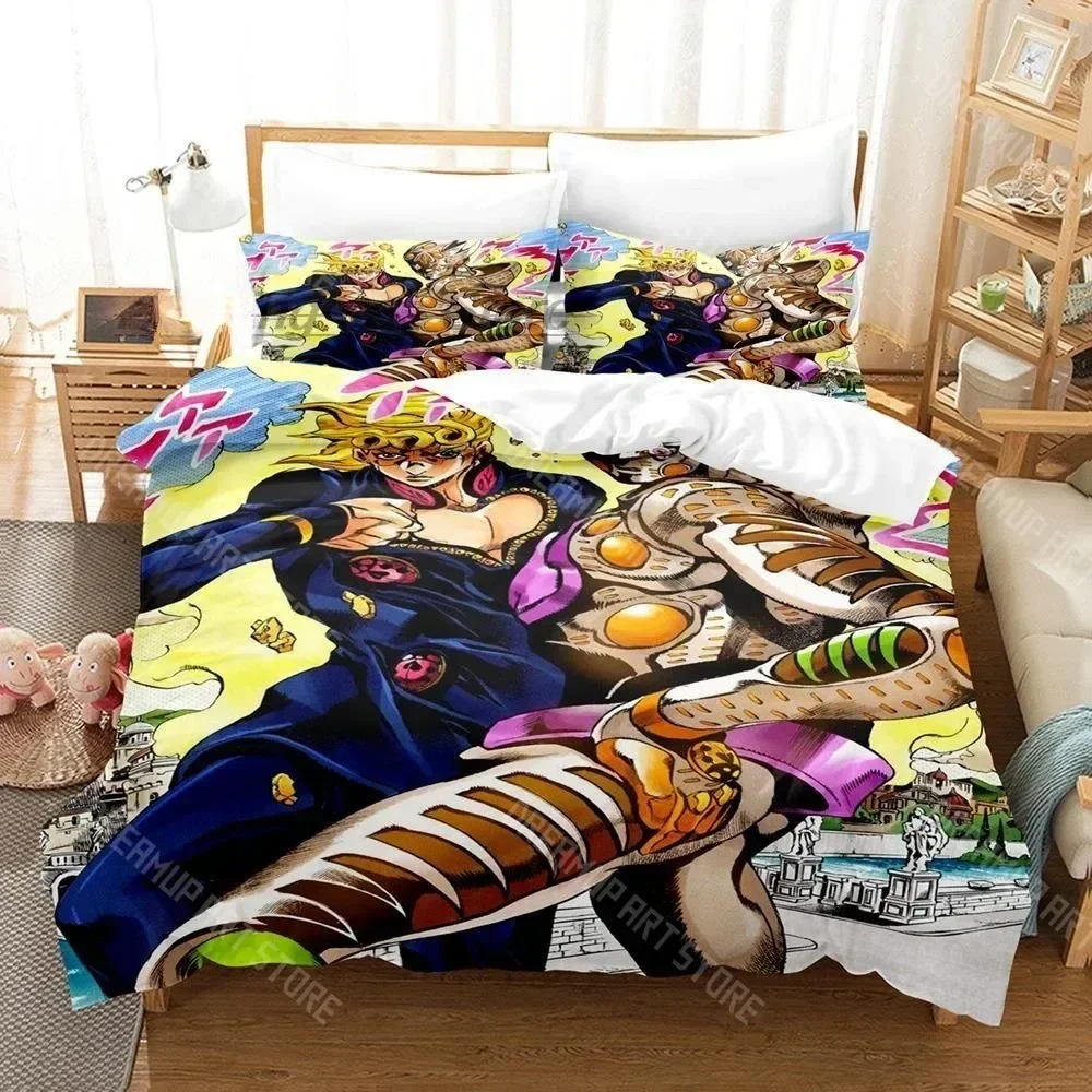 Exquisite 3D Print Anime JoJo Bizarre Adventure Jotaro Kujo Bedding Set Boys Girls Twin Queen Size Duvet Cover Pillowcase Bed Ki