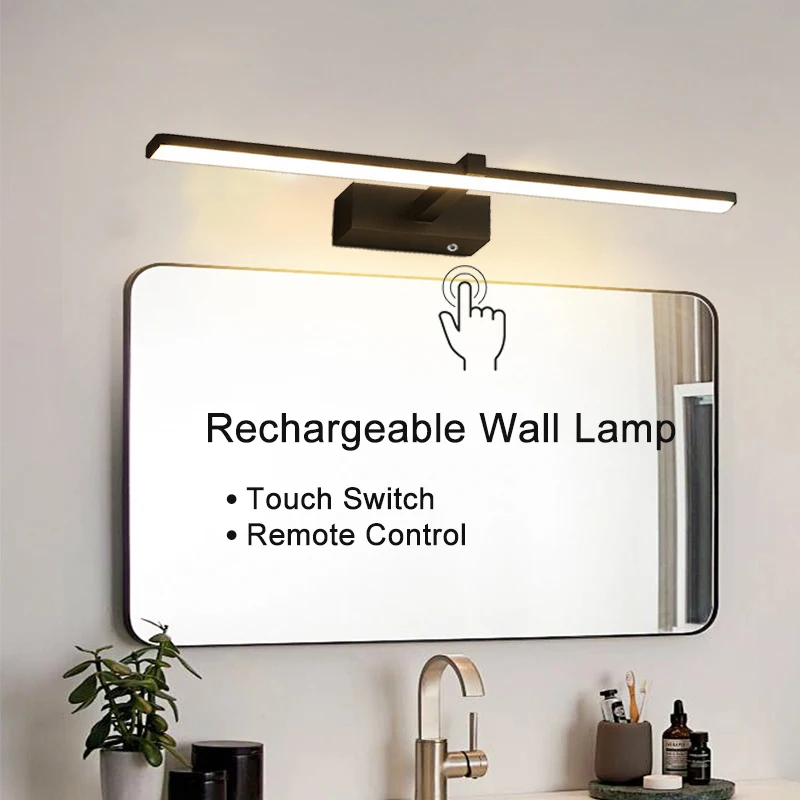 

Modern Rechargeable Wall Sconce LED Mirror Front Light Touch Dimmable For Living Room Bedroom Dresser Restroom Mirror Front Lamp