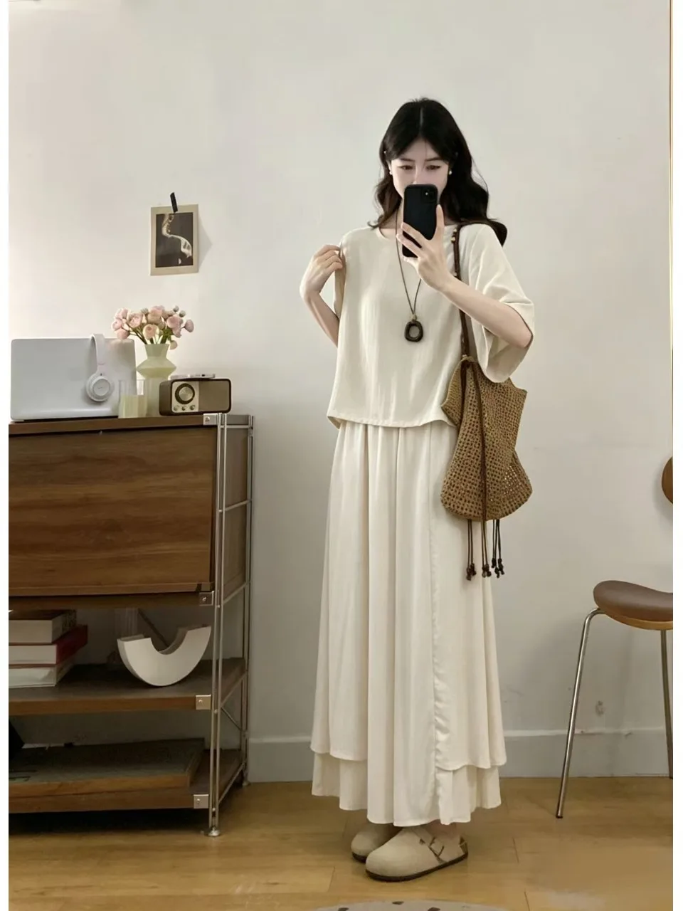 plus Size Women's Lazy Style round Neck Short Sleeve T-Shirt High Waist Slimming Capri Pants Summer Fashion Set Casual Comfor...