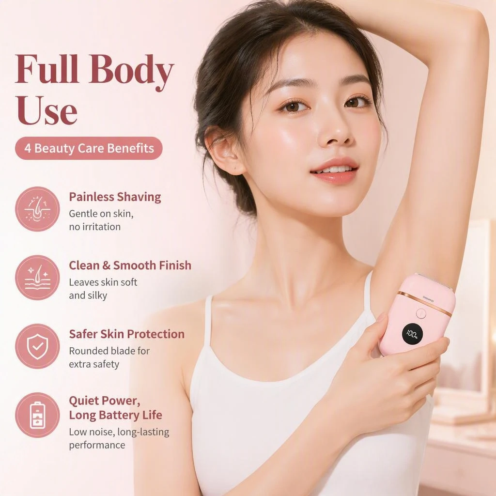 2-in-1 shaving device suitable for women's private parts, LED digital display screen, silent home hair clipper, compact and port