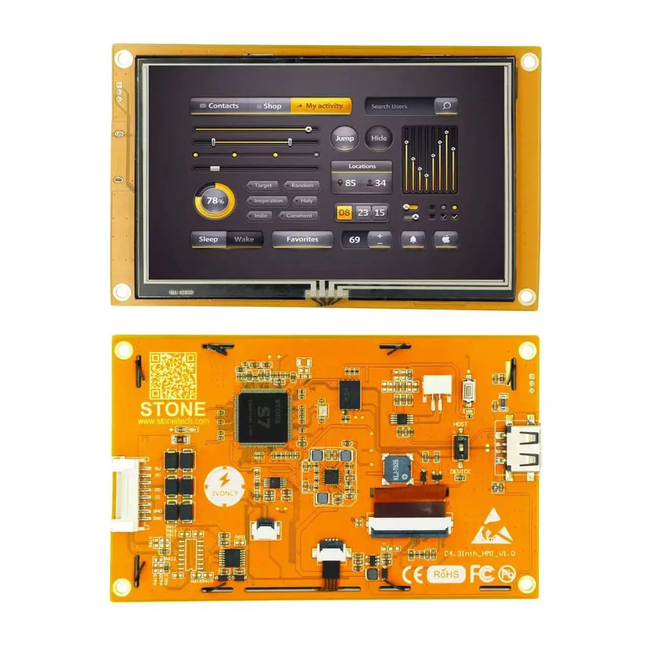 SCBRHMI LCD Touch Display - 4.3  480x272 TFT Intelligent Resistive Touch Screen Module