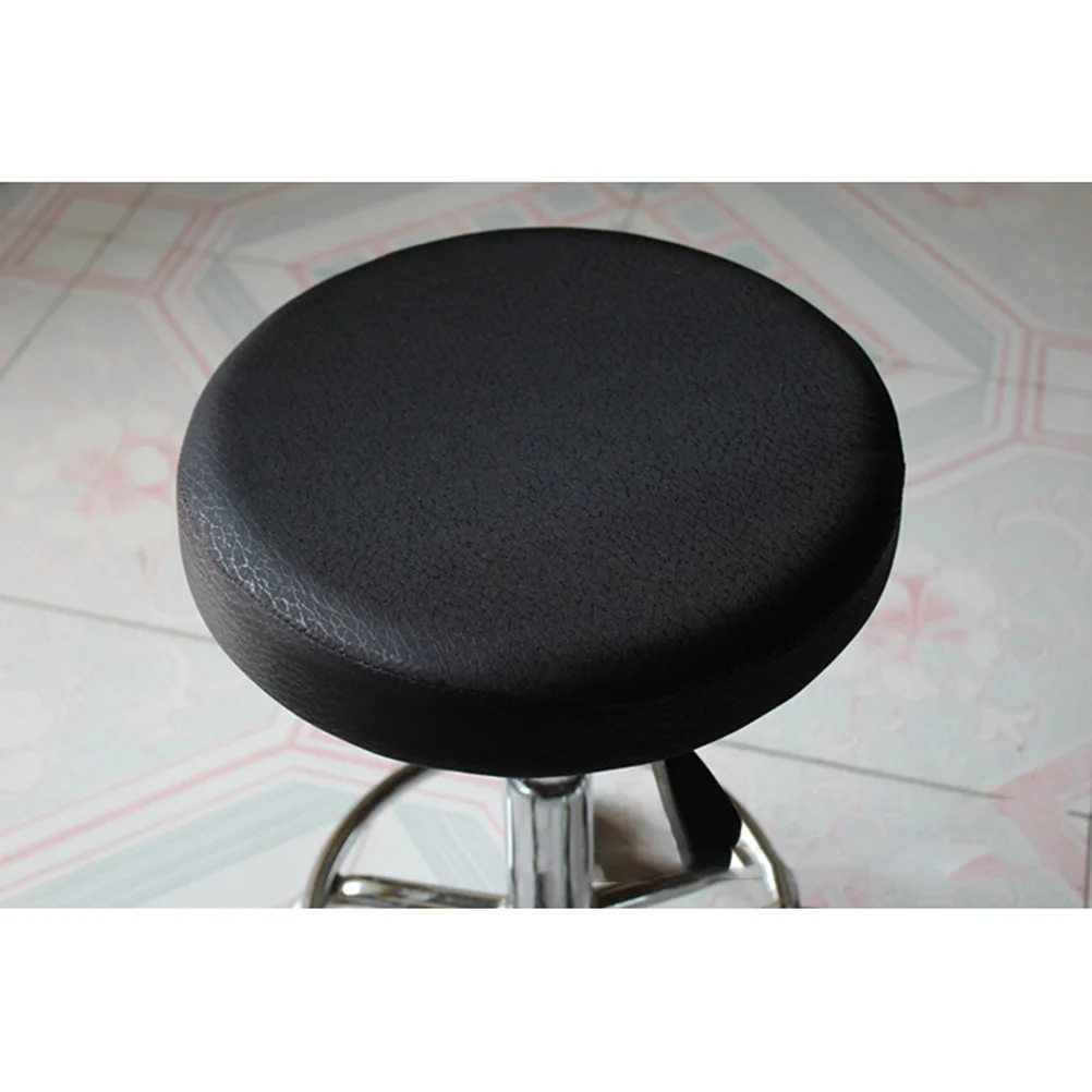 33cm Thick Elastic Barstool Seat Cushion Cover Cotton Stool Cover Round Chair Protector (Black) round chair cover