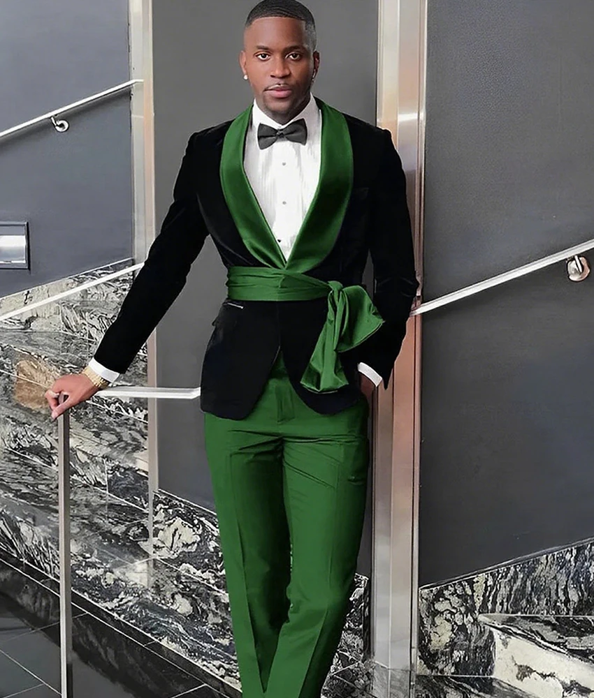 

Men's Classic Groom 2-Piece Suit Set for Wedding Prom Party Stage Performance Wear with Blazer Pants.