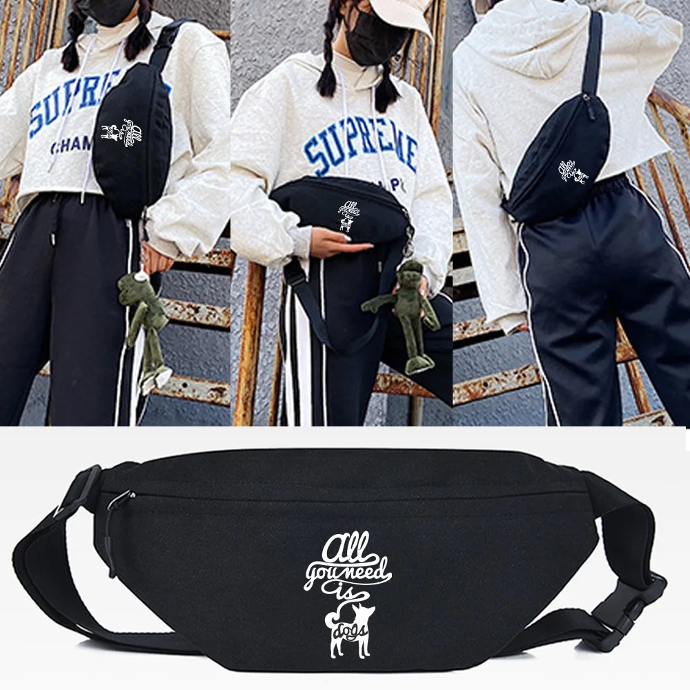 Waist Bags Harajuku Casual Cross Shoulder Bag Tote Bag Puppy Alphabet Printing Purse New Sports Chest Bag Fashion Handbag Unisex